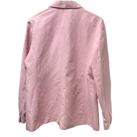 Ines de la Fressange Uniqlo Pink Blazer Size Large Linen Cotton Womens Jacket - Picture 4 of 8